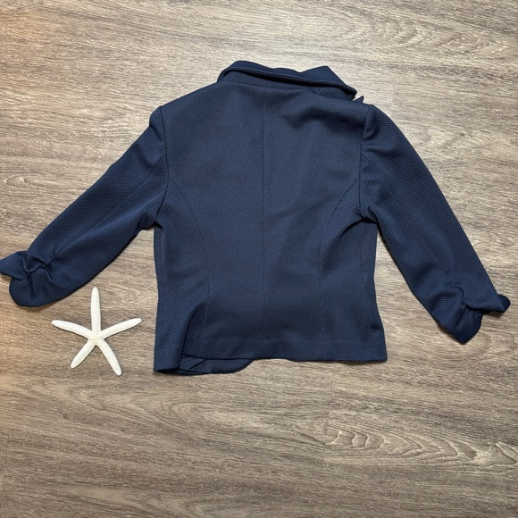 Amanda + Chelsea Navy Blue Textured Women's Blazer, Size Medium - Picture 6 of 10